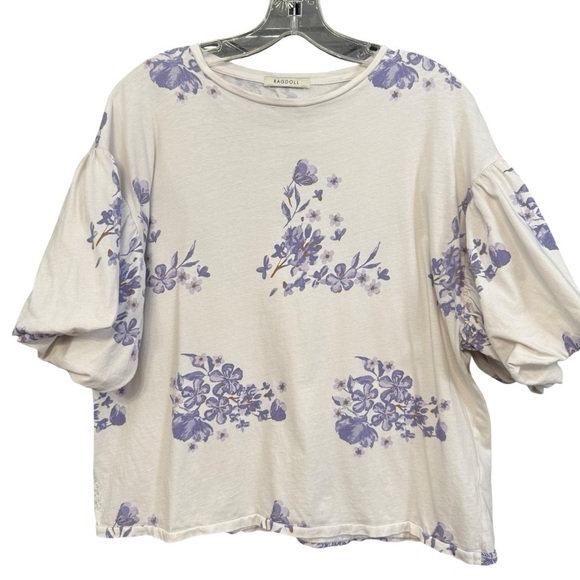 Ragdoll LA Floral Puff Sleeve Tee Shirt M - Picture 1 of 7